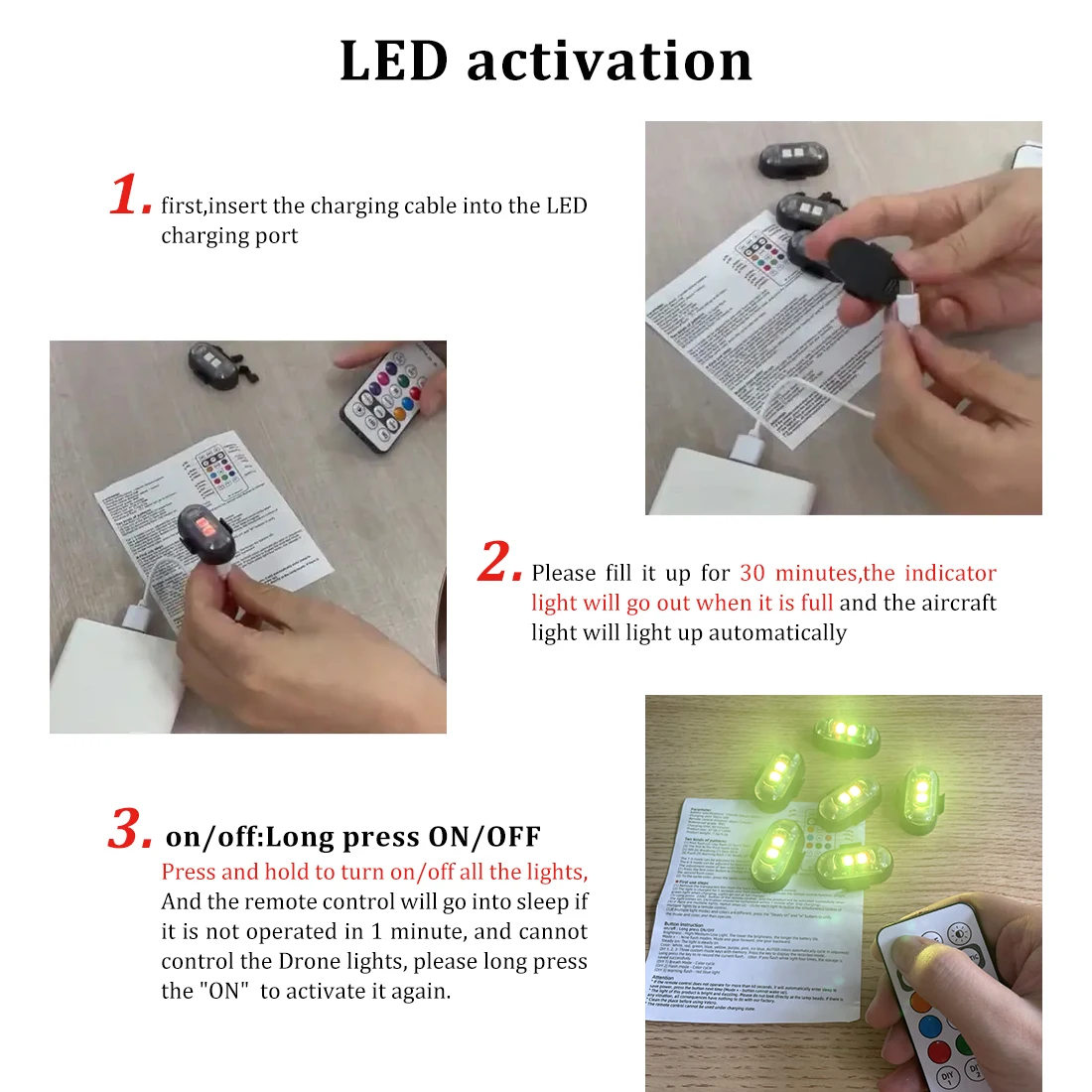 2/4/8Pcs Wireless Remote Contr - Drone Led Light recension och pris